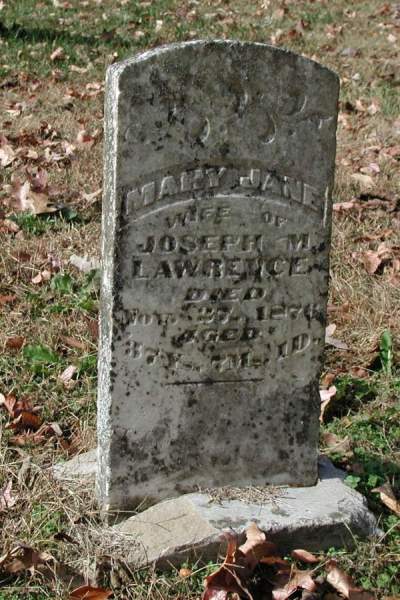 tombstone of Mary Jane Lawrence