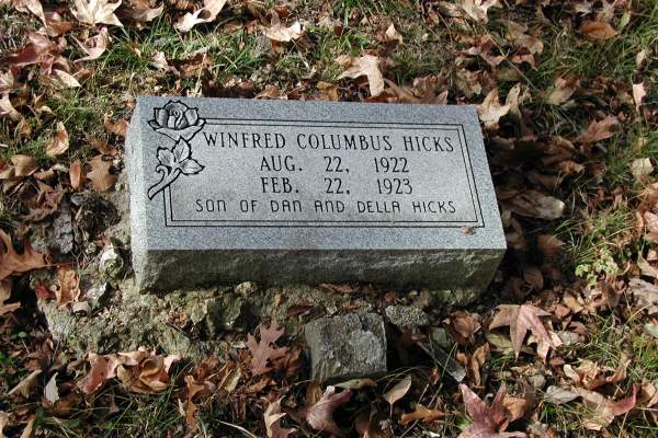 tombstone of Winfred Columbus Hicks