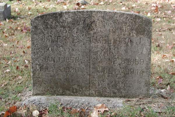 tombstone of James and Melissa King
