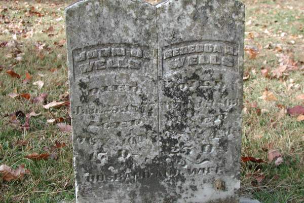 tombstone of John D. and Rebecca H. Wells