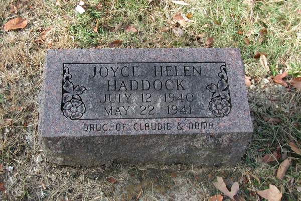 tombstone of Joyce Helen Haddock