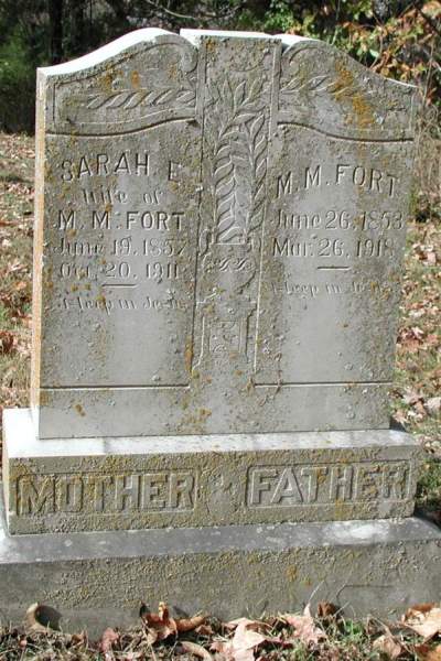 tombstone of Sarah E. and M. M. Fort