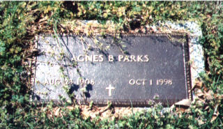 Agnes B. Parks tombstone