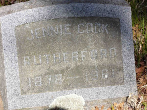 Jennie Cook Rutherford tomstone